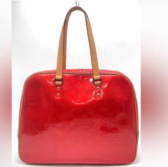 Louis Vuitton Sutton Rouge Vernis Leather Monogram Weekend Bag RARE EUC CA1010 - Picture 10 of 15